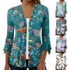 Women's Shirt Blouse Outerwear Print 3/4 Length Sleeve Casual Holiday Basic Button Tops