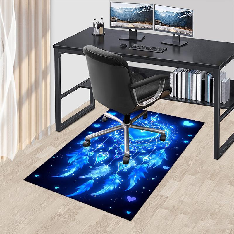 1pc Blue Heart Dreamcatcher Chair Mat - Anime Cartoon Design, Non-Slip Carpet for Office Chairs, Suitable for Home Decor, Living Room, Bedroom, Game R