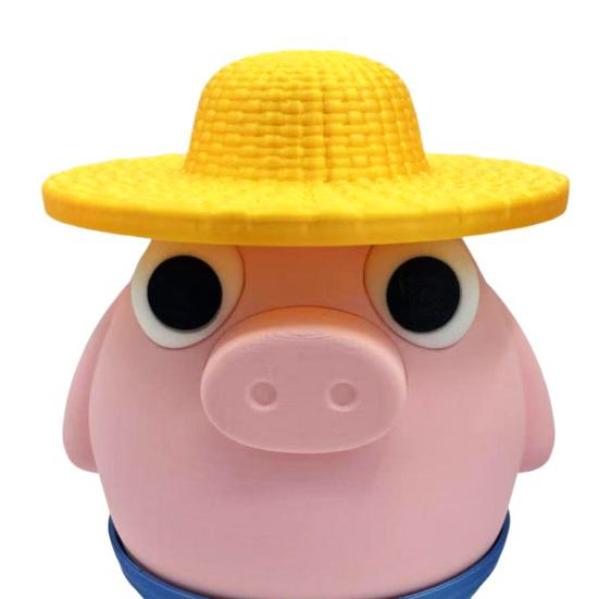 Farmer Pig Coin Bank Funny Animal Money Box with Hat Novelty Coin Holder Large Slot Cartoon Piggy Bank for Easy Coin Saving