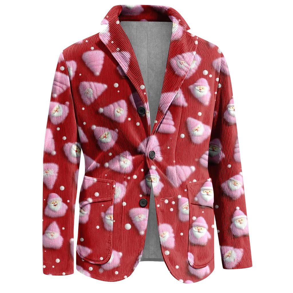 Мужской уродливый рождественский вельветовый теплый карманный пиджак-кардиган, мужской повседневный костюм