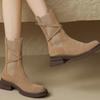 Модные полусапоги на молнии сзади для женщин Обувь Осень Зима Перекрестный ремешок Женские ботильоны челси Квадратный каблук Повседневные женские сапоги 35-40