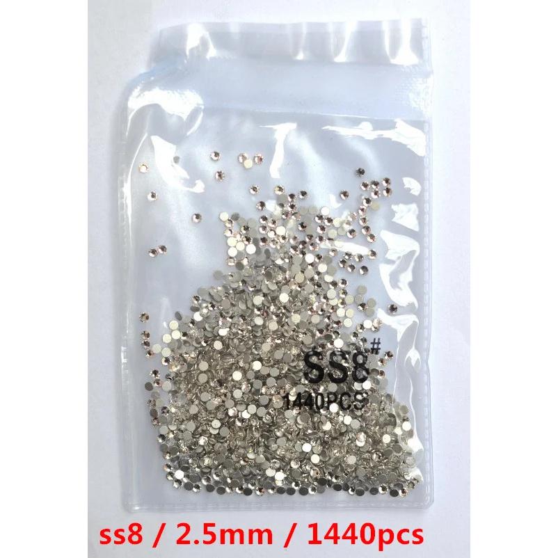SS3-ss8 1440 шт. Кристалл AB золото 3D Не термофиксация Плоская задняя часть Стразы для нейл-арта Украшения Обувь и танцевальное украшение