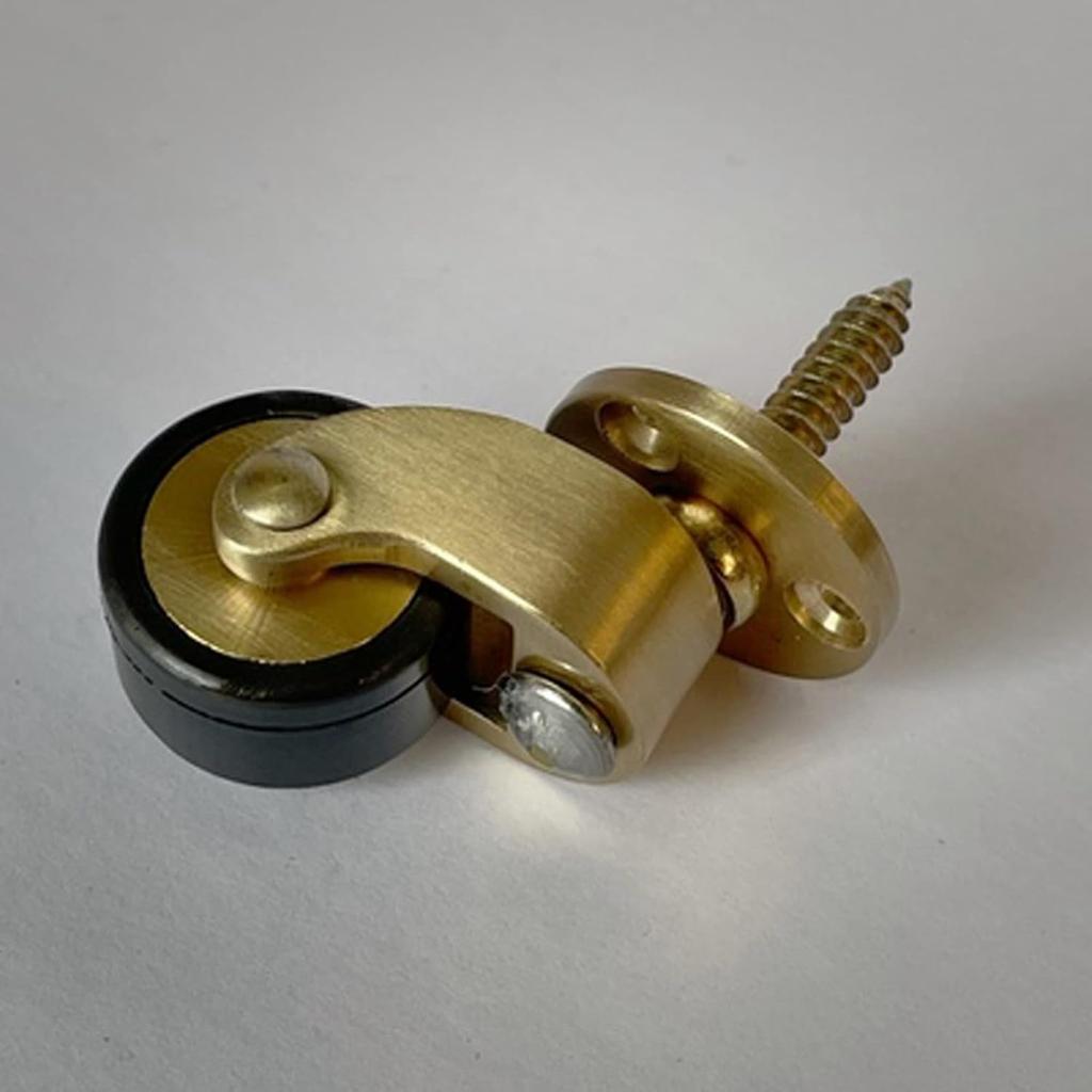 25mm Solid Brass Caster Wheel - Antique Style 360° Swivel Vintage Rubber Castors for Furniture With Screws, 4 Pack Set - Load 330 lbs