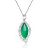 925 Sterling Silver Chalcedony Pendant Jewelry Clear Green Leaves Chalcedony
