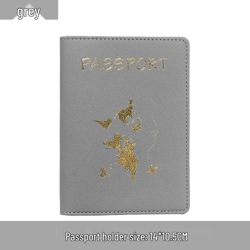 Customizable PU Leather Passport Cover with Hot Stamped Logo, Map, Luggage Tag, & Passport Holder Set