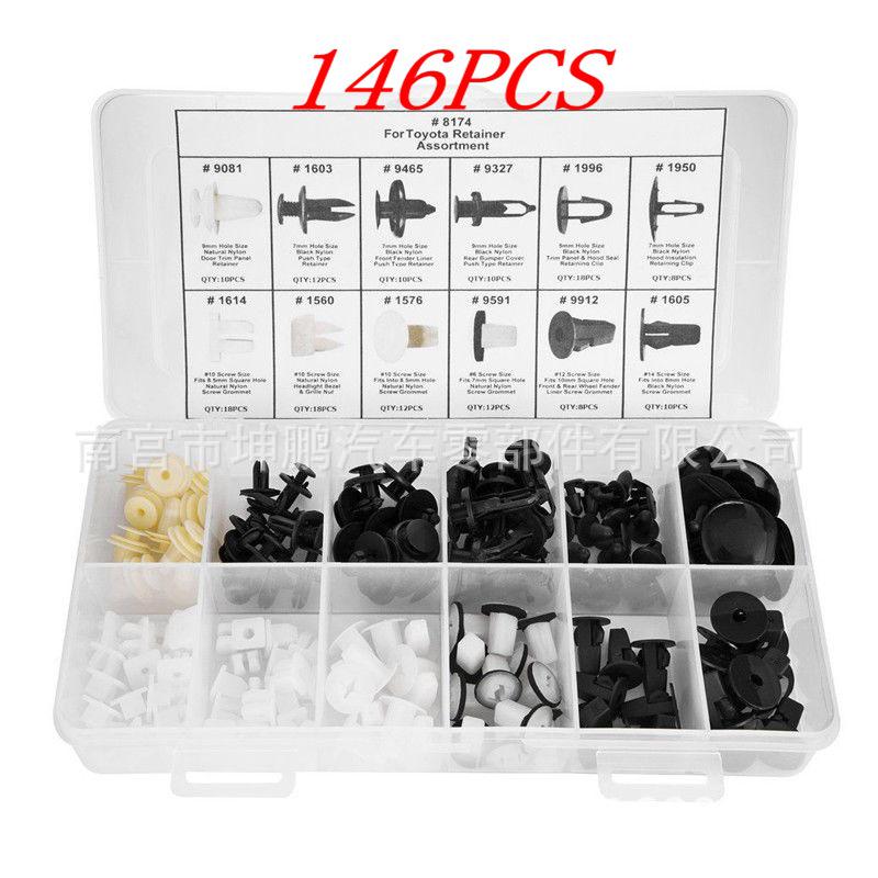 Universal Car Body Fasteners Clips: 146-Piece Set for Toyota & Mitsubishi