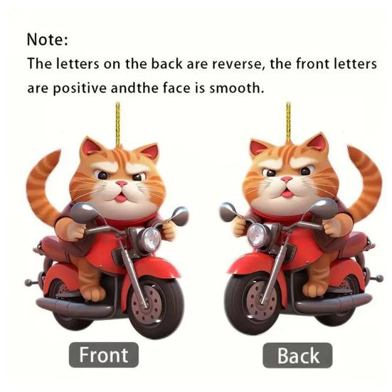 Декоративный кулон с изображением котенка на велосипеде, украшение для автомобиля, мультяшный кот, украшение на рождественскую елку, подвесное зеркало заднего вида
