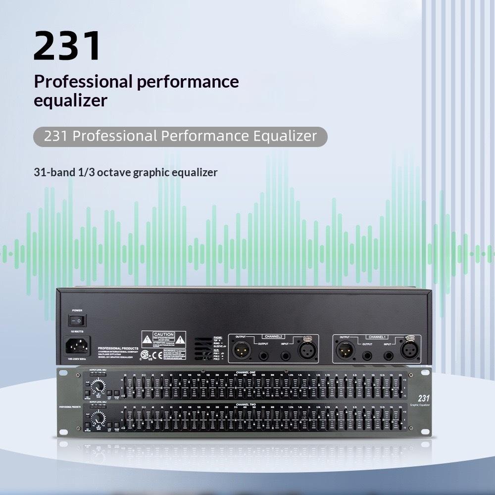 31Band Graphic Equalizer 1/3 Octave - Professional Stage Performance EQ with 20Hz-20kHz 108dB Dynamic Range for Sound Adjustment