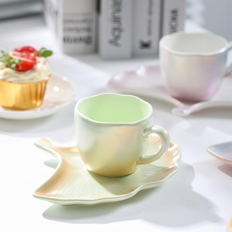 Кофейная чашка с перламутровой глазурью, красочная чашка в океанском стиле, градиентная парная кружка, бизнес-подарок, чашка для воды