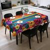 Мексиканская Цветочная Скатерть Прямоугольная Скатерть с Узором в Стиле Народного Искусства с Зубчатым Краем Цветная Цветочная Покрышка для Обеденного Стола Декор для Вечеринки