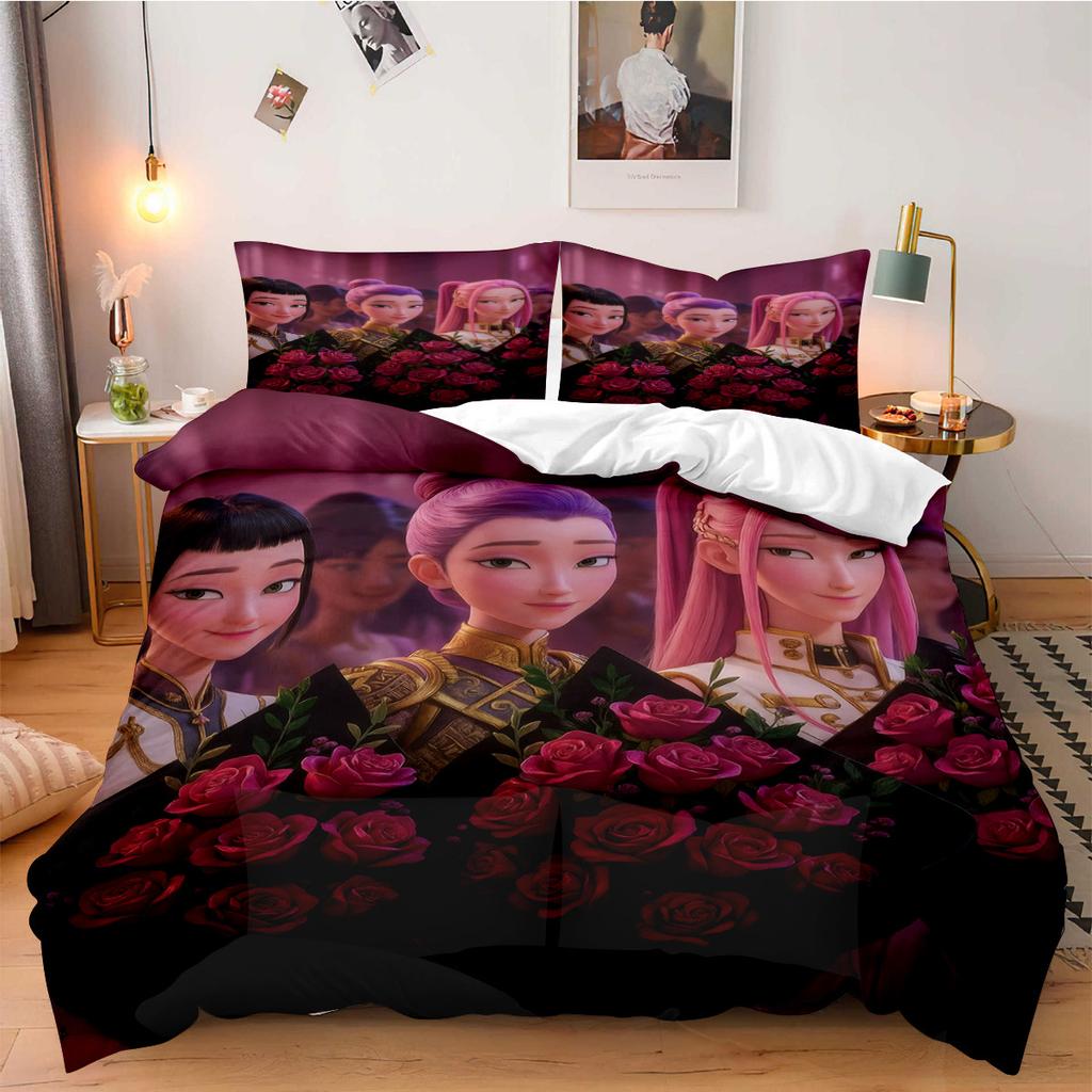 Постельное белье K-Pop Demon Hunters для фанатов, детей, машинная стирка, прочное, размеры кинг, квин, твин для K-pop девушек, домашний декор для спальни