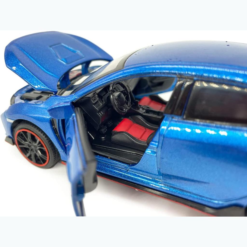 1:32 масштаба 2017 Honda Civic Type-R, литая под давлением модель автомобиля, игрушечный автомобиль с открытыми дверями, свет и звук для детей, мальчиков, девочек, взрослых и мужчин, коллекция