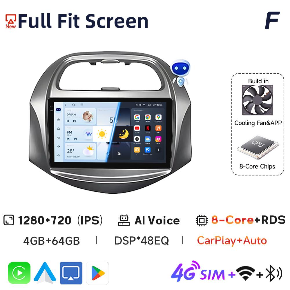 JIUYIN Incell Car Stereo with Screen for Chevrolet SPARK BEAT Android Auto Wireless Carplay 4G Electronics Navigation with Frame