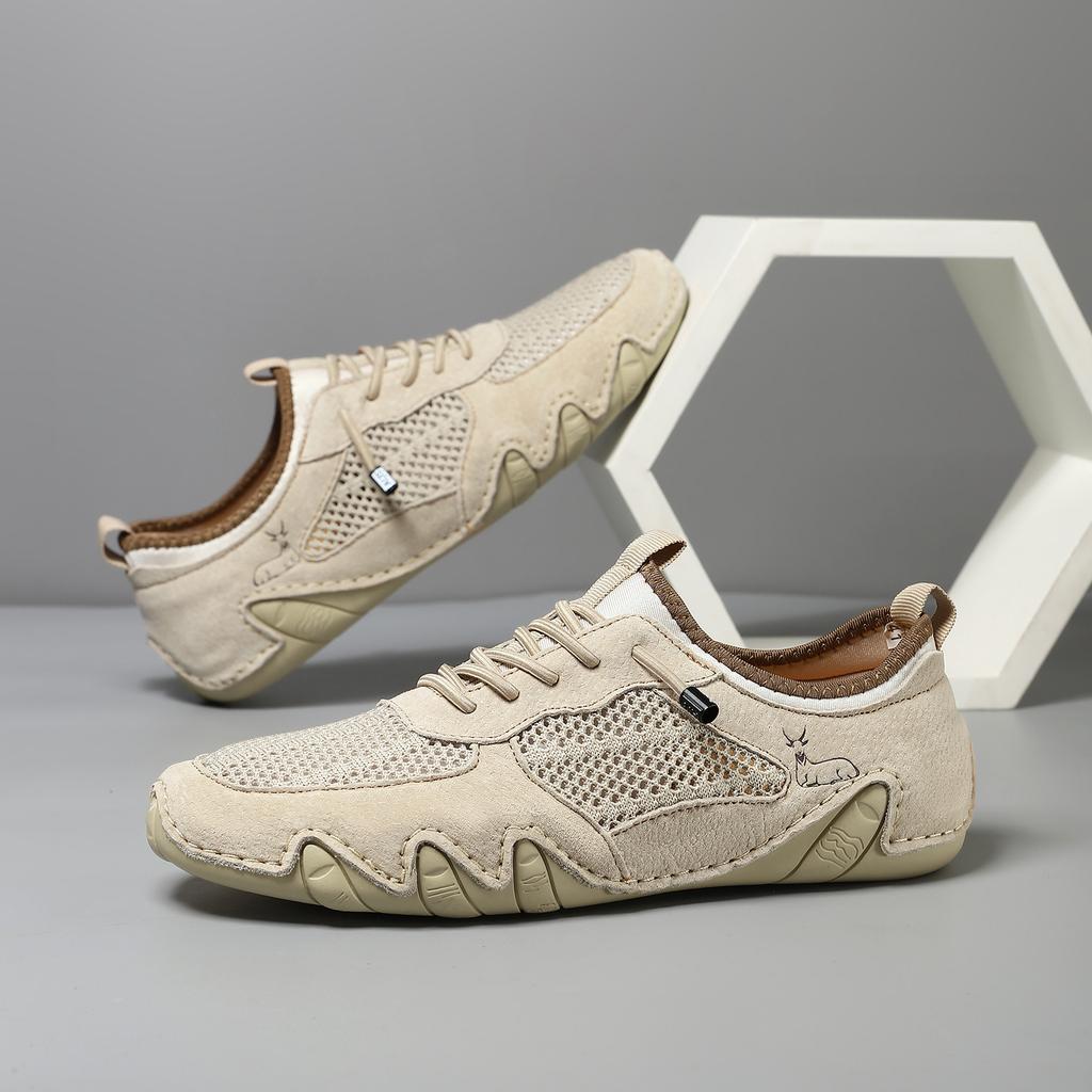 2025 новая летняя мужская повседневная спортивная обувь большого размера, сшитая кожаная сетчатая обувь, мужская обувь «осьминог»