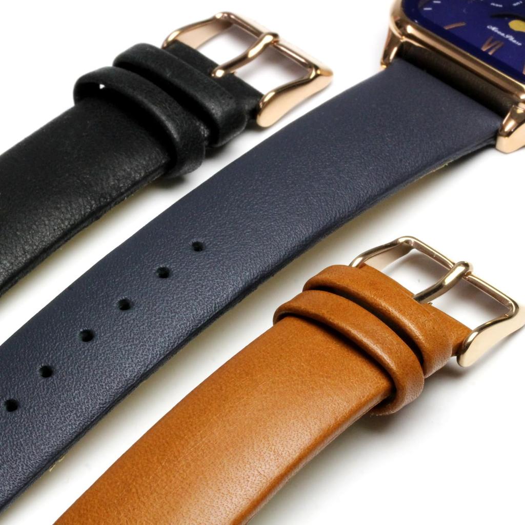 Фазы Луны Квадратные Квадратные Мульти Календарь Ежедневные Водонепроницаемые Деловые Формальные Кожаный Ремешок Ограниченная Модель Розовое Золото Черный [Salvatore Mara] Мужские