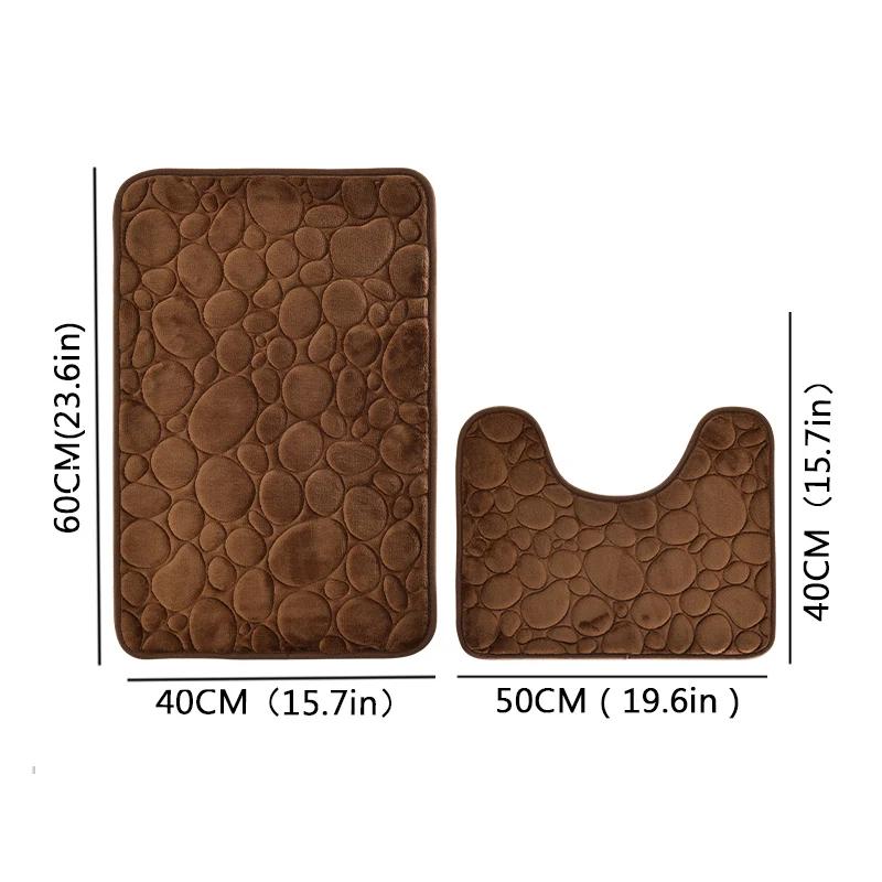 Вышитый бархатный коврик цвета коралловой гальки, ковер для ванной комнаты, впитывающий коврик для ног в форме буквы U для ванной комнаты, дверной коврик, комплект из двух предметов