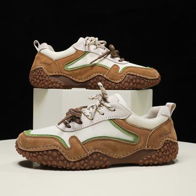 Женская обувь для улицы, дышащая сетка, плоская подошва, легкая, амортизирующая, теннисные кроссовки, осенние, из кожи верхнего слоя, спортивная обувь