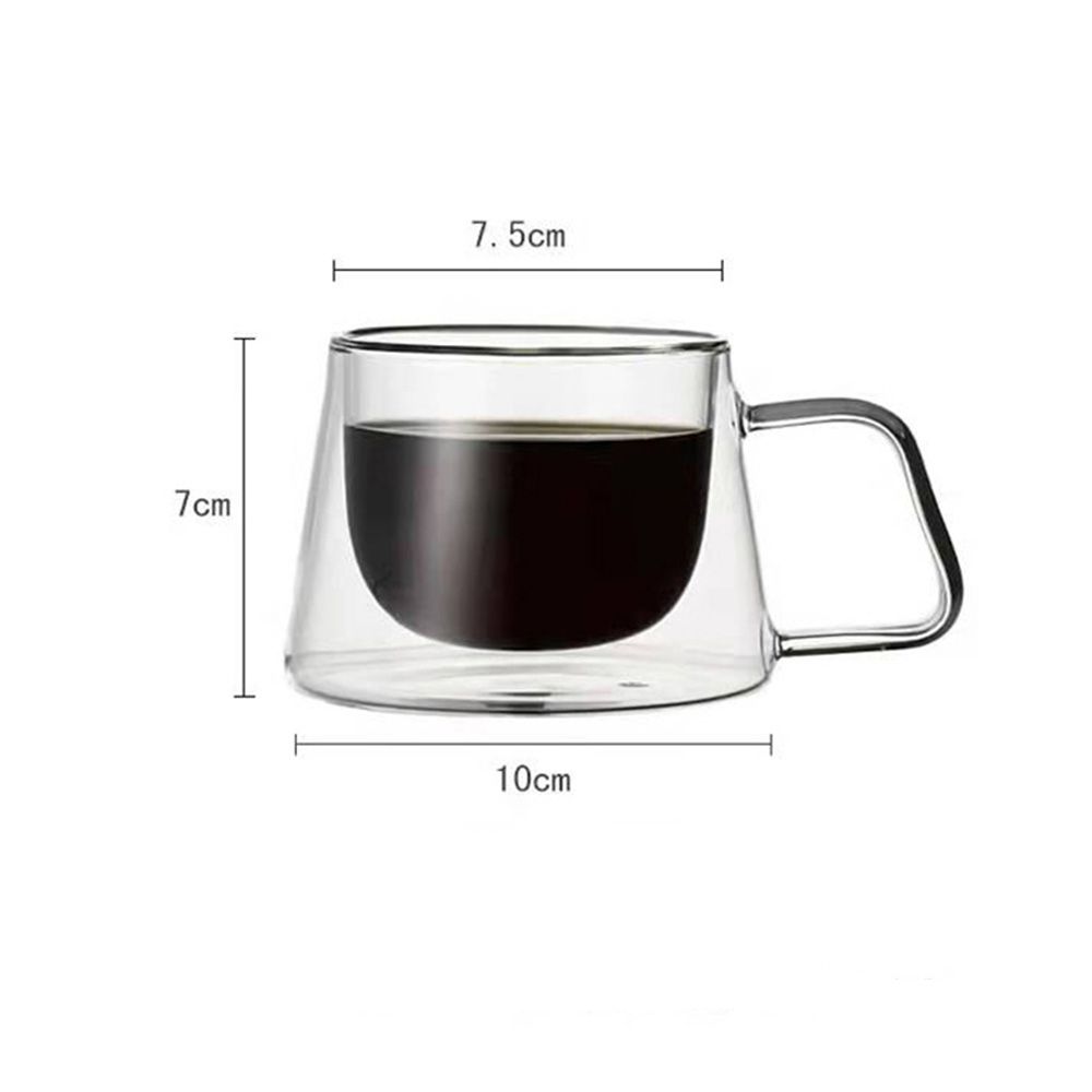 200ml Heat Resistant Double Wall Insulated Breakfast Mug with Handle Coffee Tea Cup Double Cup