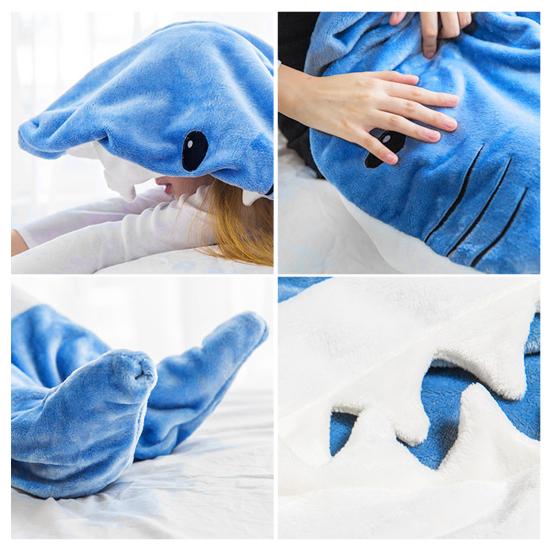 Носимое одеяло с изображением акулы, очень мягкая, уютная фланелевая толстовка с капюшоном, спальный мешок для взрослых и детей, костюм акулы для косплея, подарок для любителей акулы
