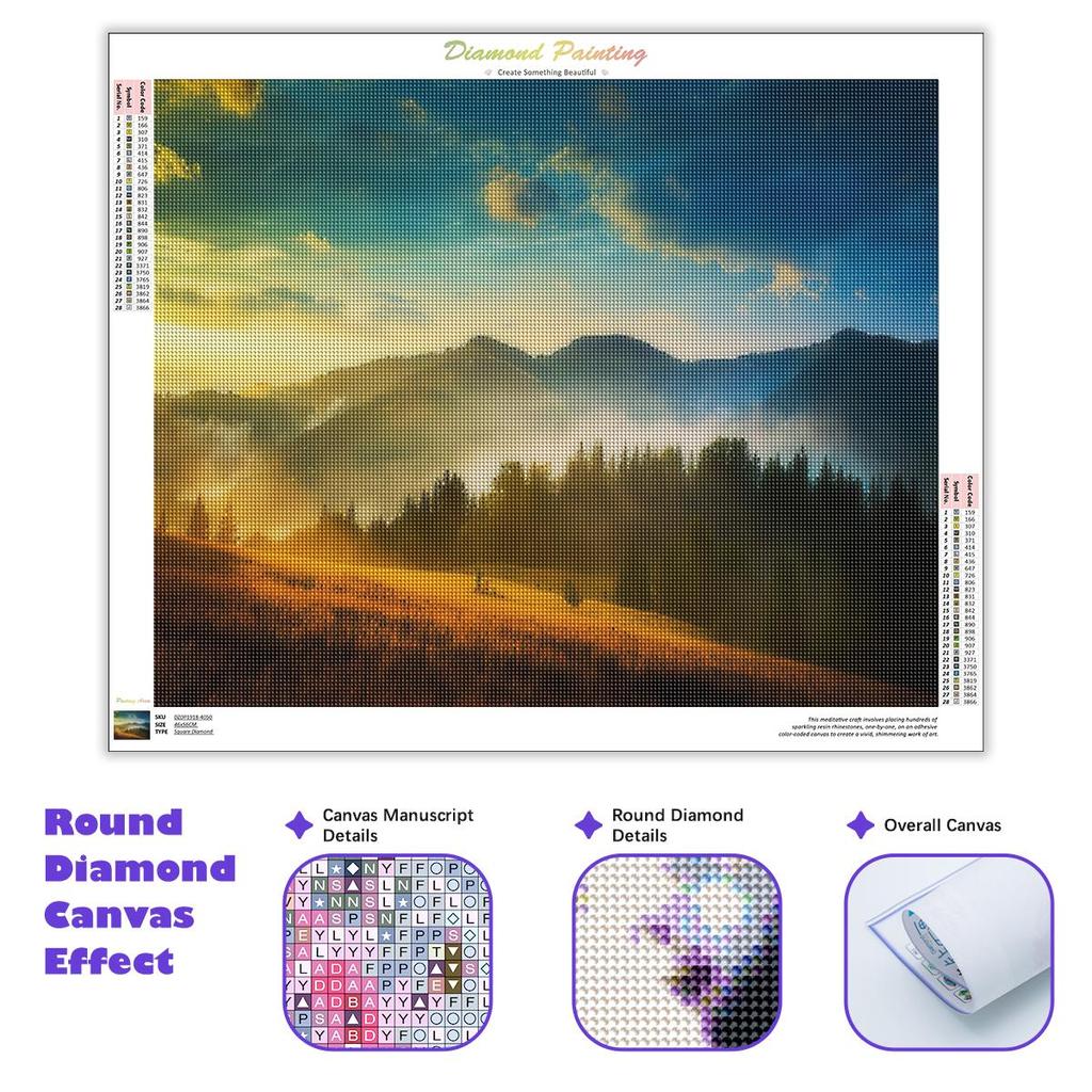 DIY Diamond Painting Landscape Diamond Embroidery Mountain Full Round Diamond Decoration Home 30x40cm/12x16inch