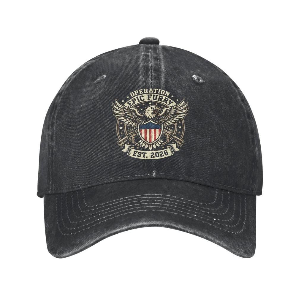 Washed Baseball Cap Operation Epic Fury Summer Trucker Hat For Unisex Women Classic Outdoor Sport Sun Snapback Cap