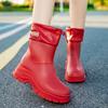 Rain Boots Women's Short Tube Rubber Shoes Adult Non Slip Water Boots Thick Soled Water Plus Velvet Short Thick Rain Women