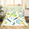Tennis Bedding Set Full Size Sports Theme Comforter Cover Tennis Lover Duvet Cover Ball Games Yellow Black White Quilt Cover