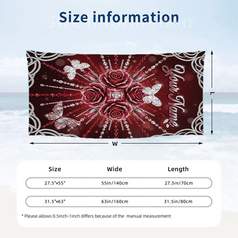 Butterfly Theme Beach Towel Personalized Custom Name & Text Soft Quick Dry Beach Towel for Swimming Travel