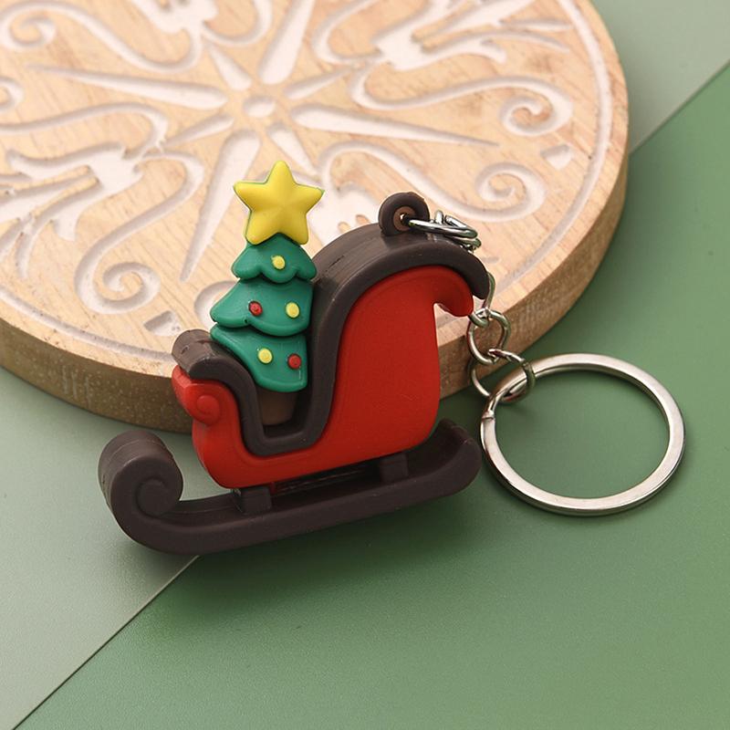 Christmas Series Santa Claus Christmas Tree Key Chains For Backpacks Pendant Cute Elk Doll Key Ring For Kids Friends Gift