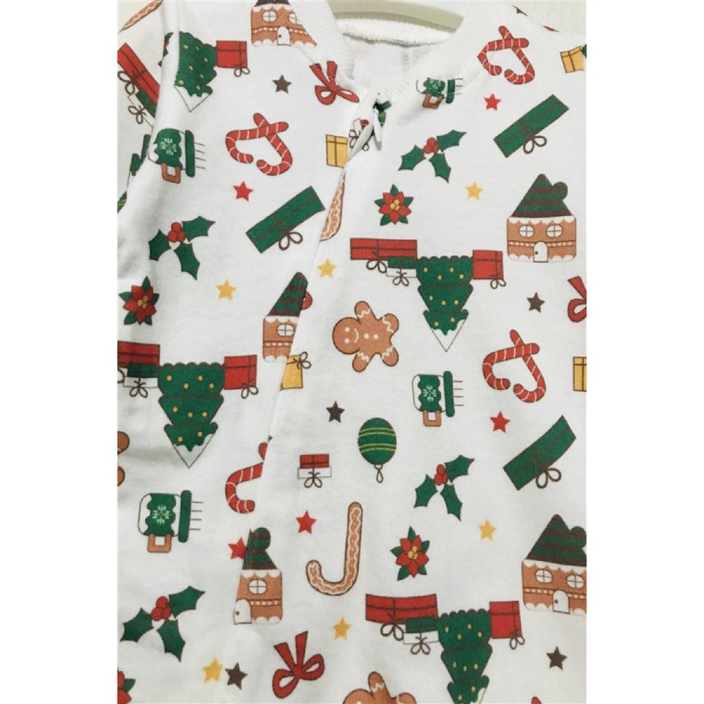 Унисекс детский новогодний комбинезон с пинетками и рисунком из двух частей с длинными рукавами