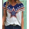 XL-7XL Большие размеры Тематическая серия День независимости Футболки с 3D-принтом Женская футболка с короткими рукавами и V-образным вырезом с 3D-принтом
