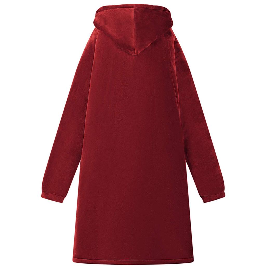 Blanket Hoodie Burgundy Red M Fleece and Flannel