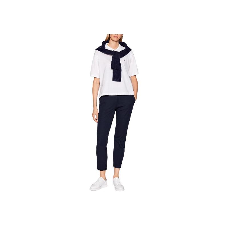 Ralph Lauren SS23 Solid Pony Embroidered Short Sleeve Polo Shirt Women White 211863280002