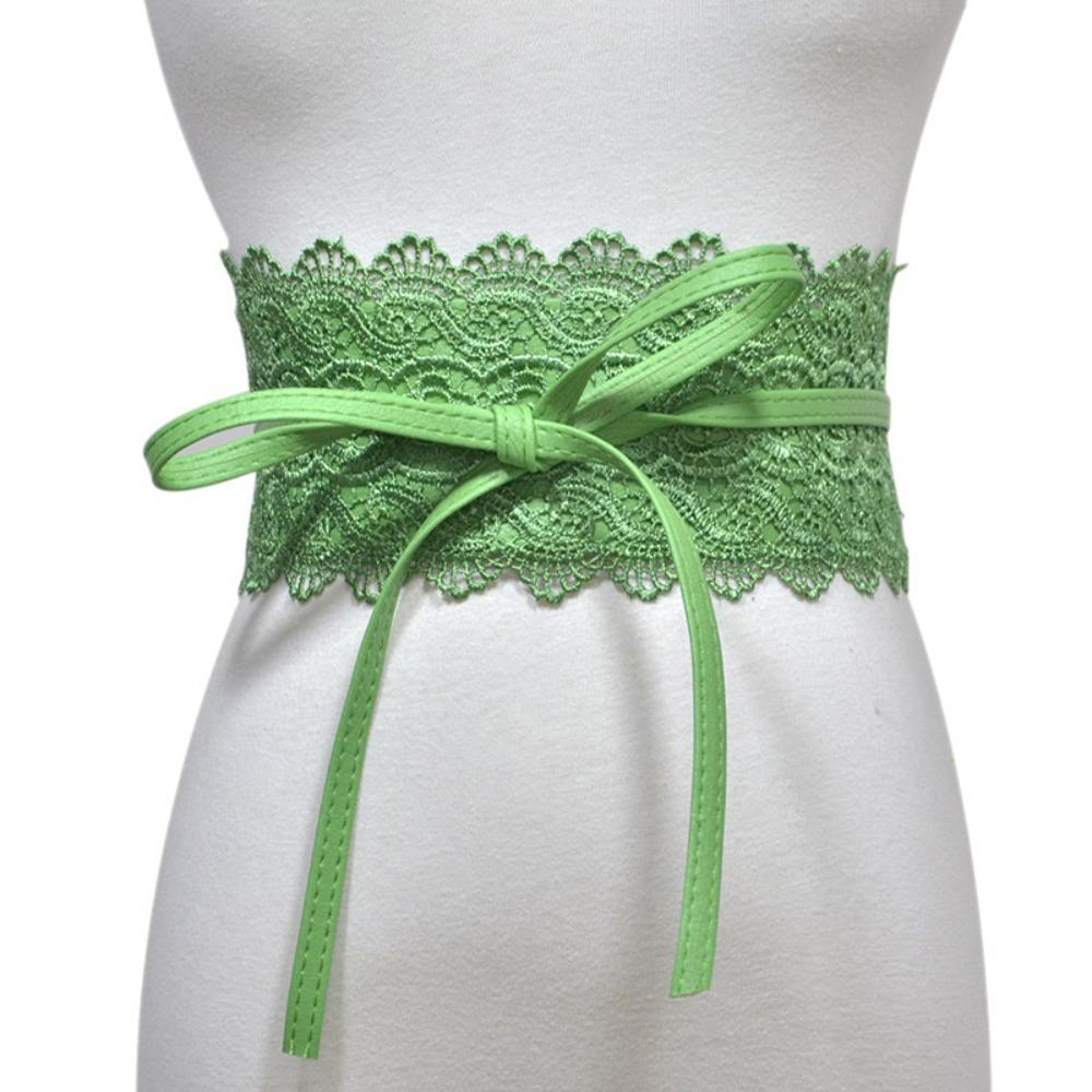 Boho Style Soft Lace Waist Belt Self Tie Wrap Around Bow Tie Belt Cinched Waistband Wide Obi Belt for Dresses
