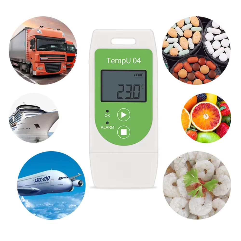 USB Temperature Data Logger TempU03 TempU04 32000 Point PDF Report Temperature Humidity Data Recorder for Storage Cold Chain