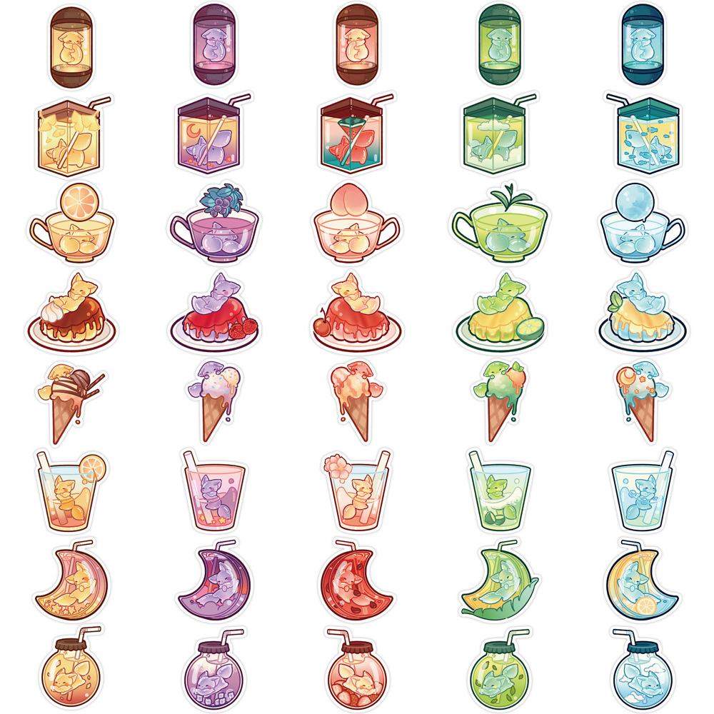 102040Pcs Cute Animal Fox Drink Stickers Decals Kids Toys Decoration Laptop Suitcase Scrapbook Phone Wall Stationery Sticker