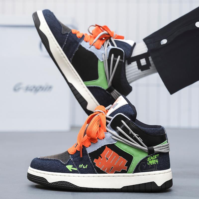 2024 Новые мужские повседневные спортивные туфли для осени и зимы, дизайнерские роскошные модные кожаные универсальные высокие туфли