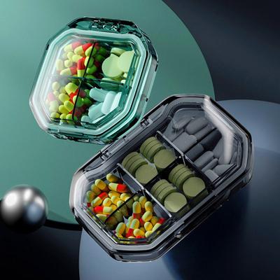 Удобный дозатор для коробок для таблеток на 7 дней. Конструкция с 4/6 сетками. Большая пространственная пряжка. Хорошая герметичность. Карманный контейнер для таблеток.