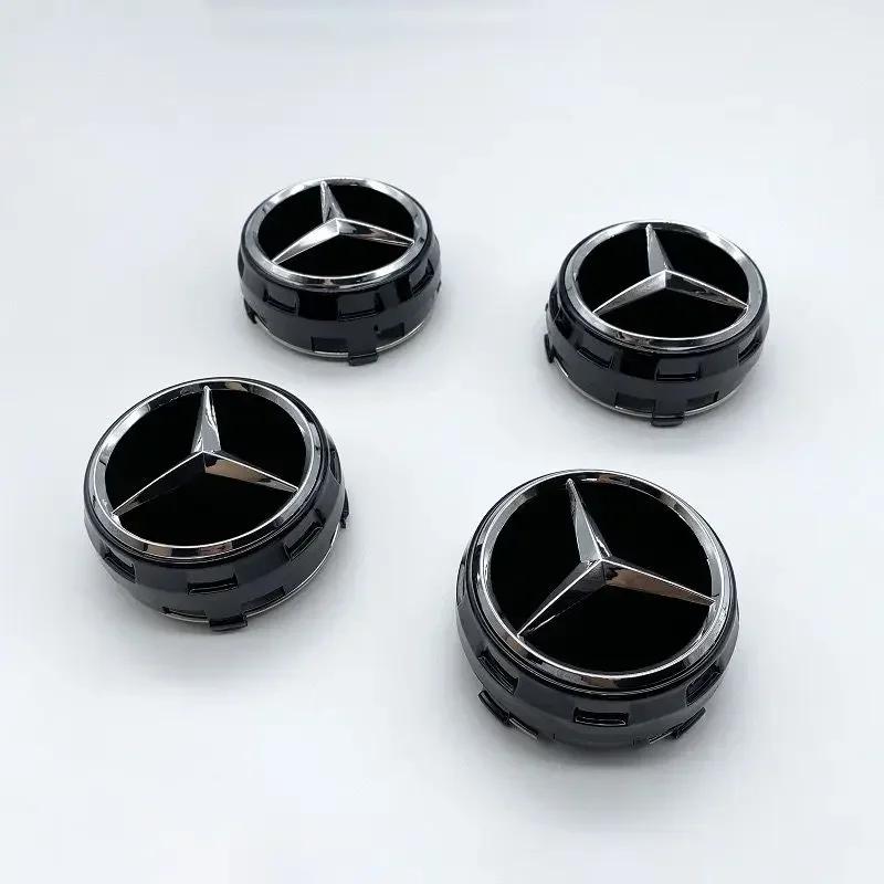 Car Sticker 2025 For Benz 4pcs 75mm Black Red Raised Car Styling Wheel Center Cap For Mercedes Benz AMG A0004000900