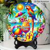 2D Flat Aluminum "Summer Moments" Decorative Signs and Plaques, Available in Various Sizes. Tropical Parrot Beach Pattern Metal Wall Decorations