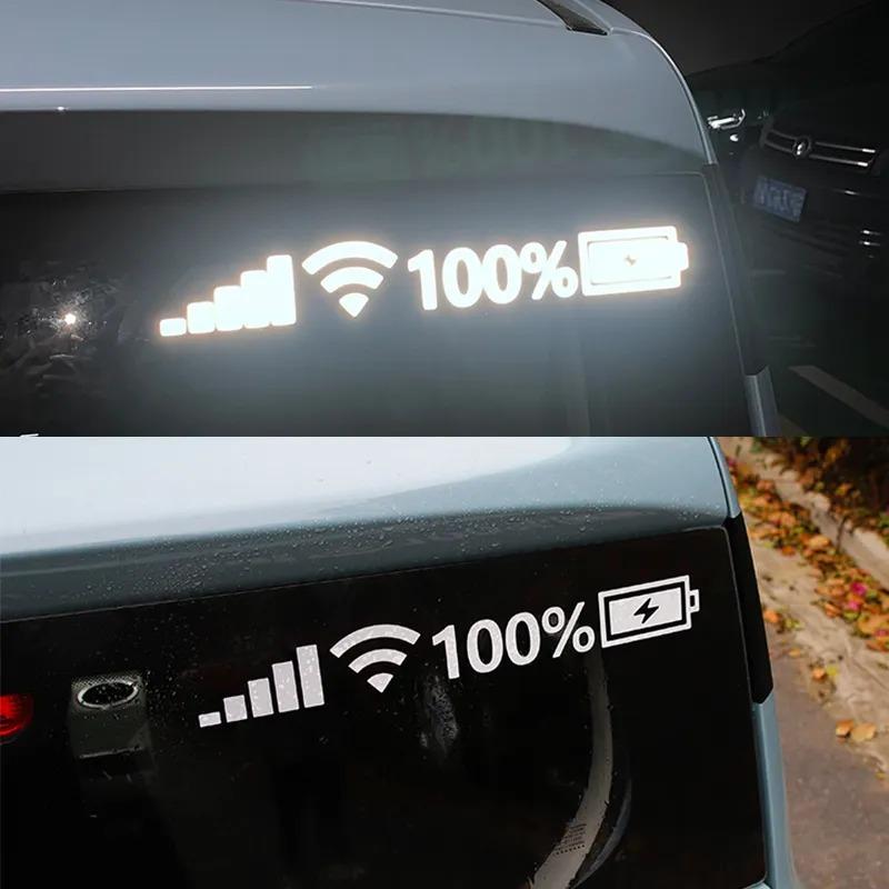 1pc Signal WiFi Power Reflective Car Windshield Stickers Auto Window Vinyl Decals Funny 100% Battery 5G Logo Pegatinas De Coche