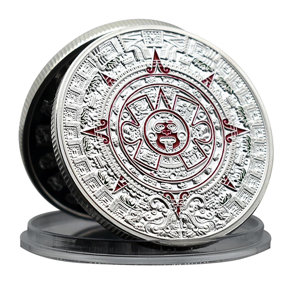Mexican Maya Totem Symbols Coins Maya Civilization Souvenirs Maya Calendar Metal Medals Collectibles