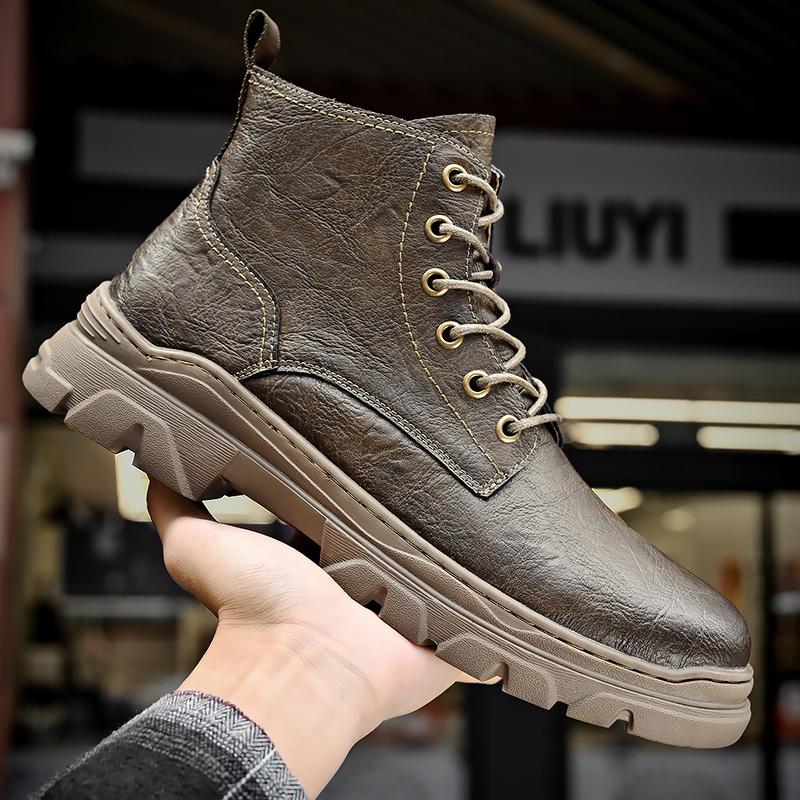 Fashion New Handmade Men Casual Shoes Lace Up Outdoor Ankle Boots High Top Mens Comfortable Sneakers Brand All-match Motorcycle Boots