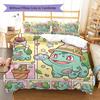 Bulbasaur Pattern Bedding Quilt Set Quilt Cover Pillowcase Home Decoration Birthday Gift (1 * duvet cover + 2 * pillowcase, without core)