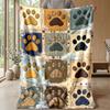 Paw Prints and Puppies Theme blanket Lightweight Warm Flannel Blanket Decorative Throw Blanket for Home Decoration