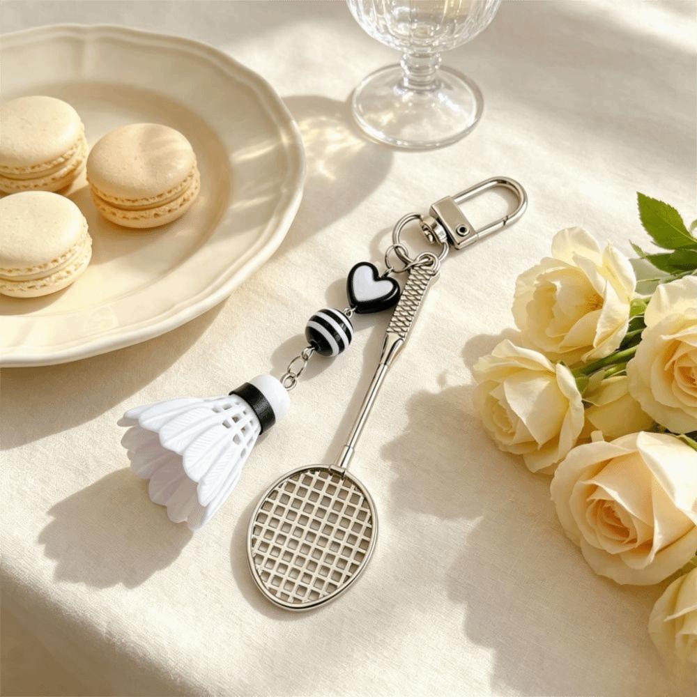 Creative Design Badminton Racket Keychain Badminton Pendant Keyring Jewelry Accessories