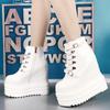 Autumn and Winter New 14 CM Super High-heeled Waterproof Platform Women's Single Shoes Thick-soled Lace-up Boots