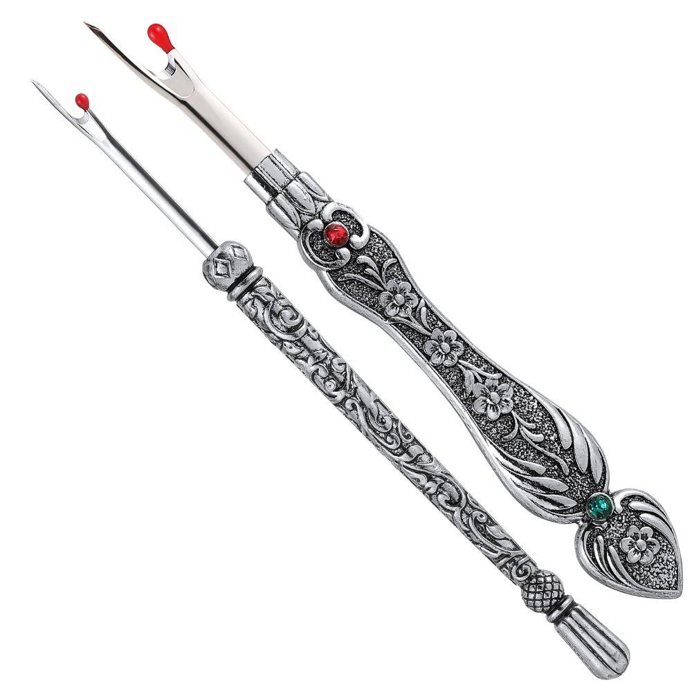 2 шт. Резная ручка Распарыватель швов Металлический нитеобрезатель Удобный инструмент для распарывания ниток Рукоделие