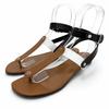 Great Sandals Sellier Button Ankle Strap Leather Thong Brown 37 Used