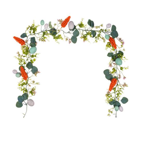 Пасхальная гирлянда Искусственная гирлянда с яйцами, ушками ягненка, листьями для весеннего камина, окна, стены, интерьера, улицы